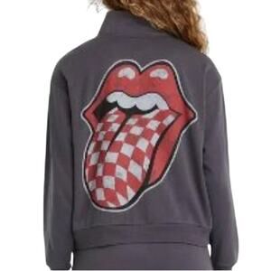 The Rolling Stones Official Merch Quarter Zip Sweatshirt Gray, size M
